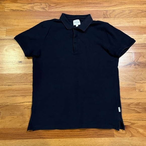 PETER WERTH London Blue Textured Polo Small - Picture 1 of 4